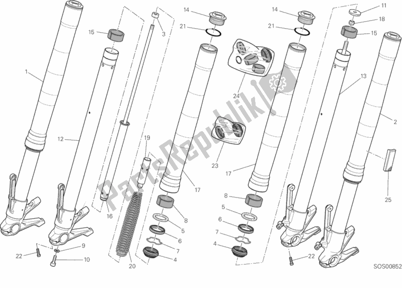 Tutte le parti per il Forcella Anteriore del Ducati Monster 797 Plus Thailand USA 2019